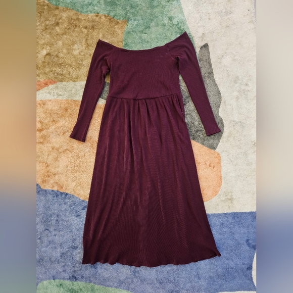 Urban Outfitters Off-Shoulder Burgundy Dress - Picture 2 of 5